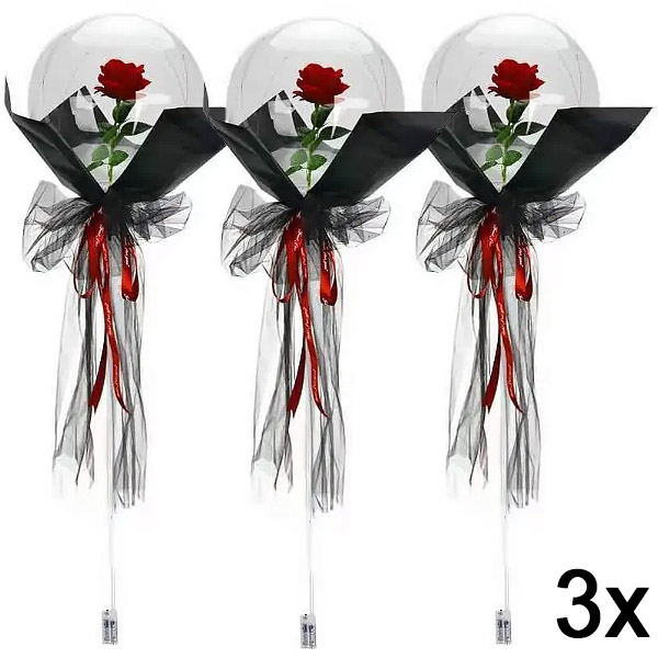 3x Balão LED com rosa para momentos inesquecíveis | LOVEBALLOON